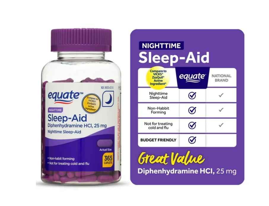 Sleep-Aid 25mg , 365 caplets - Equate