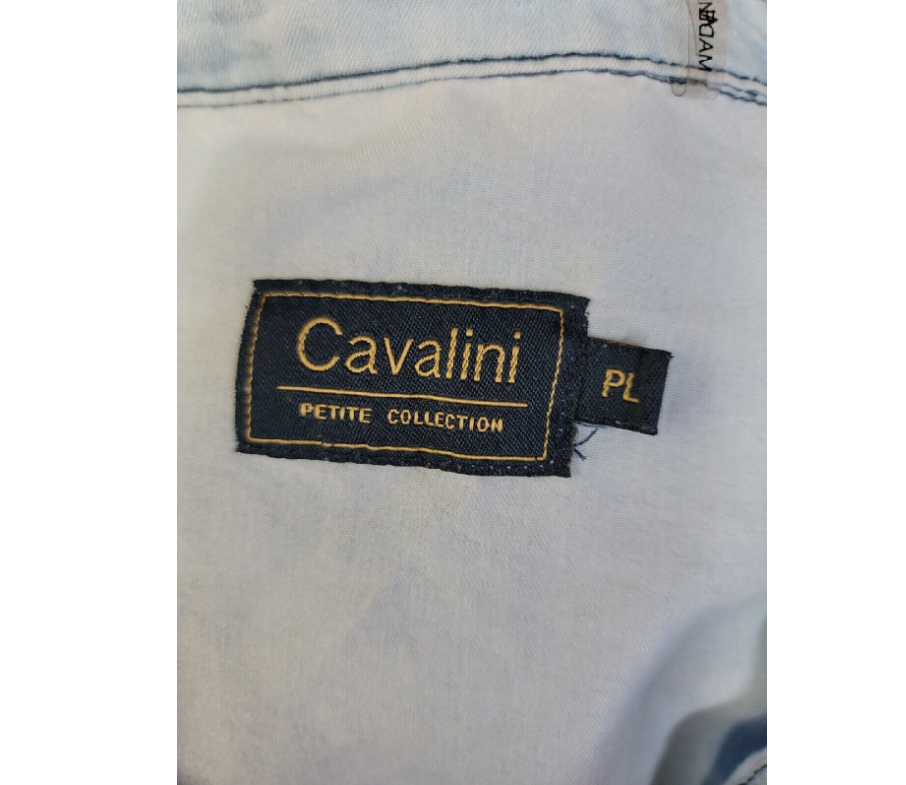 CAVALINI Blue Button Up 3/4 Sleeve Women Shirt Top PL