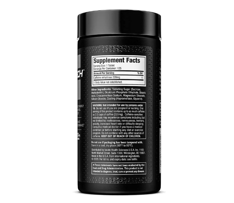 Muscletech , 100% caffeine - 125 tabletas