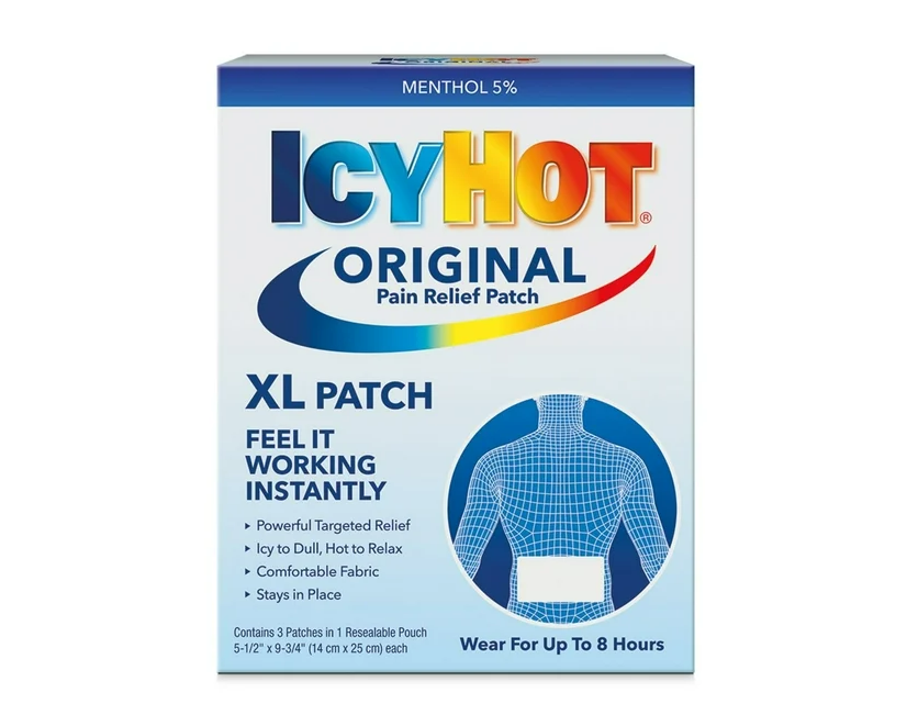 Icy Hot Parche medicado XL, caja de 3 parches