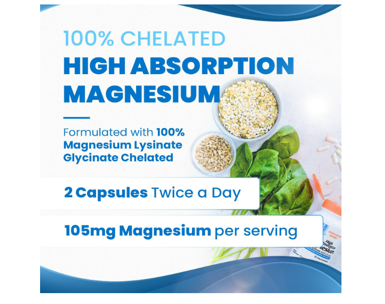 Doctor's Best High Absorption Magnesium Lysinate Glycinate 105mg - 120 capsulas