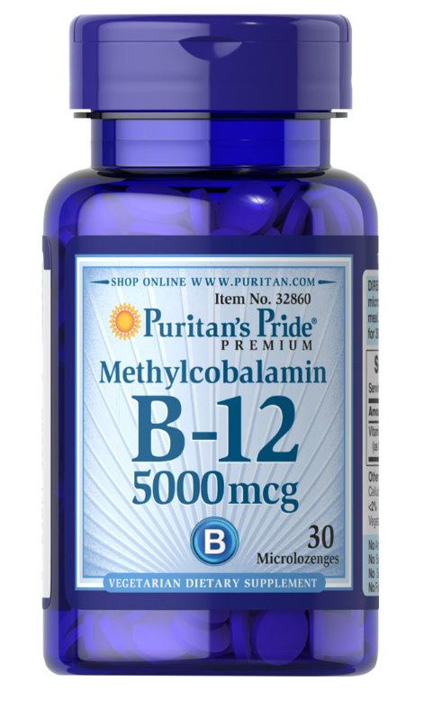 Methyylcobalamin B-12 5000mcg , 30 unidades - Puritans pride