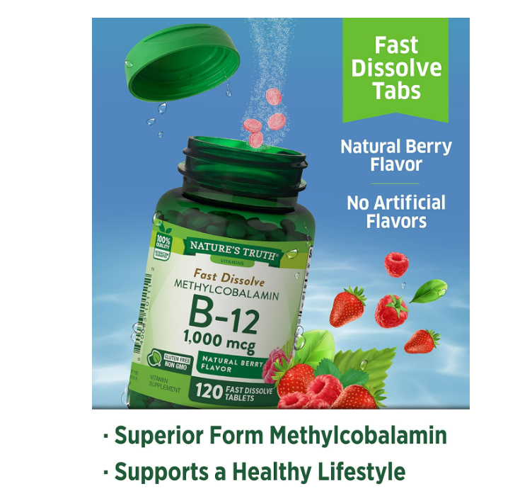 Vitamina B-12 1000mcg fast dissolve , 120 tabletas disolventes - Nature´s Truth