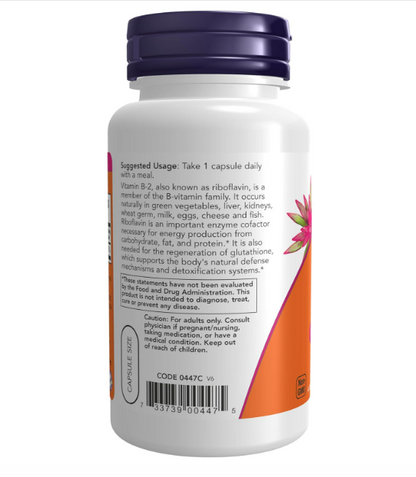 B-2 100mg, 100 capsulas vegetables - Now