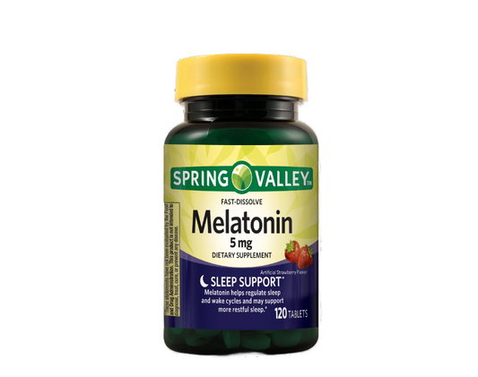 Melatonina de 5mg. Spring Valley Sabor a Fresa - 120 Tabletas