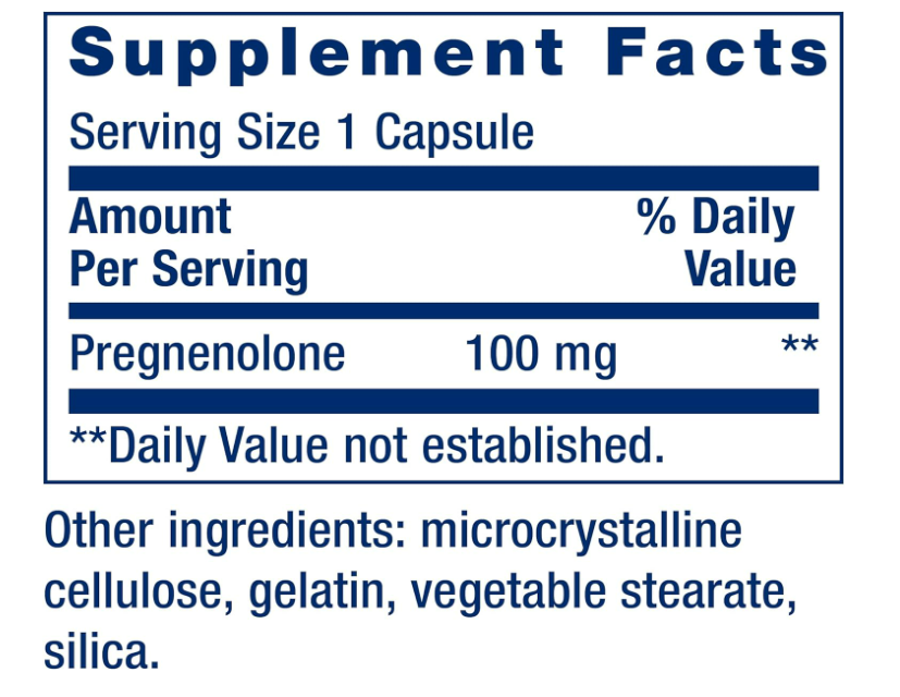 Pregnenolone 100mg , 100 capsulas - Life Extension