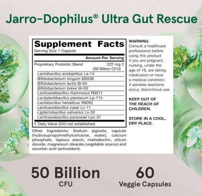 Jarrow Formulas Jarro-Dophilus Ultra Gut Rescue - 50 mil millones de UFC , 60 capsulas