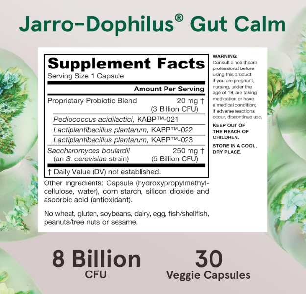 Jarrow Formulas Jarro-Dophilus Gut Calm 8 Billion CFU , 30 capsulas