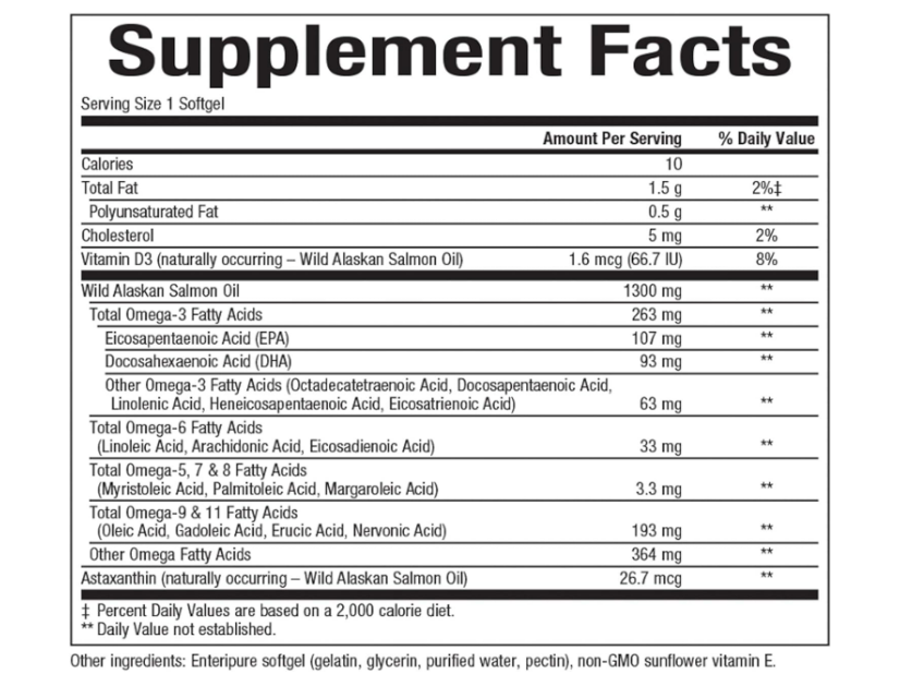 Omega completo de Natural Factors, aceite de salmón Alaska, apoya la salud cardíaca y cerebral con Omega-3 DHA y EPA, 180 cápsulas blandas