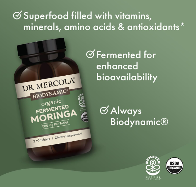 Dr. Mercola - biodinámico fermentend de moringa, 270 tabletas