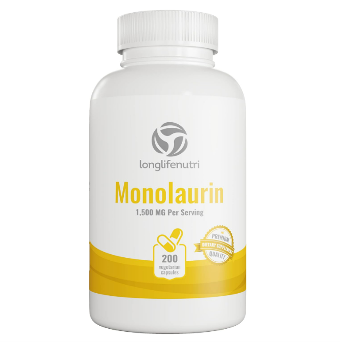 Longlifenutri , vitamina monolaurina de 1500 mg - 200 cápsulas vegetarianas