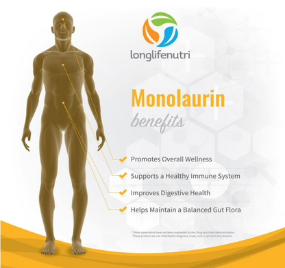 Longlifenutri , vitamina monolaurina de 1500 mg - 200 cápsulas vegetarianas