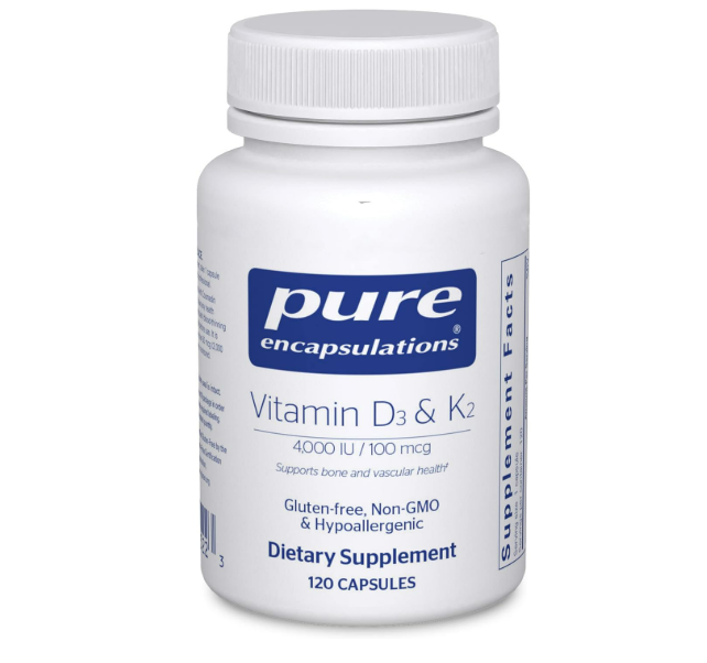 Pure Encapsulations Vitamina D3 y K2(4000IU- 100MCG), 120 capsulas