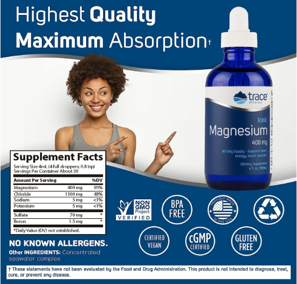 Magnesium Ionic 400mg , 118ml - Trace Minerals