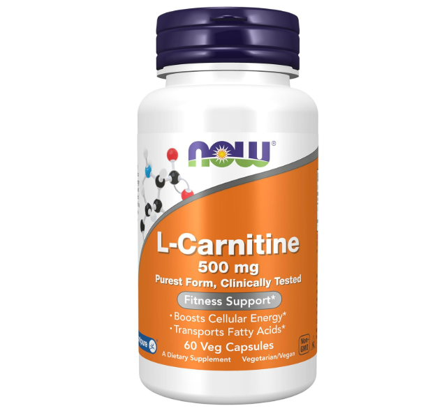 NOW  L-carnitina 500 mg , 60 capsulas vegetarianas