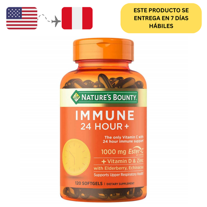 Nature's Bounty, IMMUNE 24HRS+ 120 softgels  - 100mg Ester-C+ vitamina D y Zinc