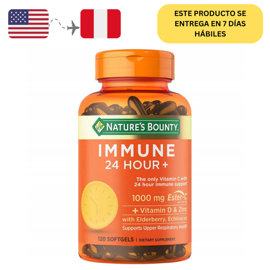 Nature's Bounty, IMMUNE 24HRS+ 120 softgels  - 100mg Ester-C+ vitamina D y Zinc