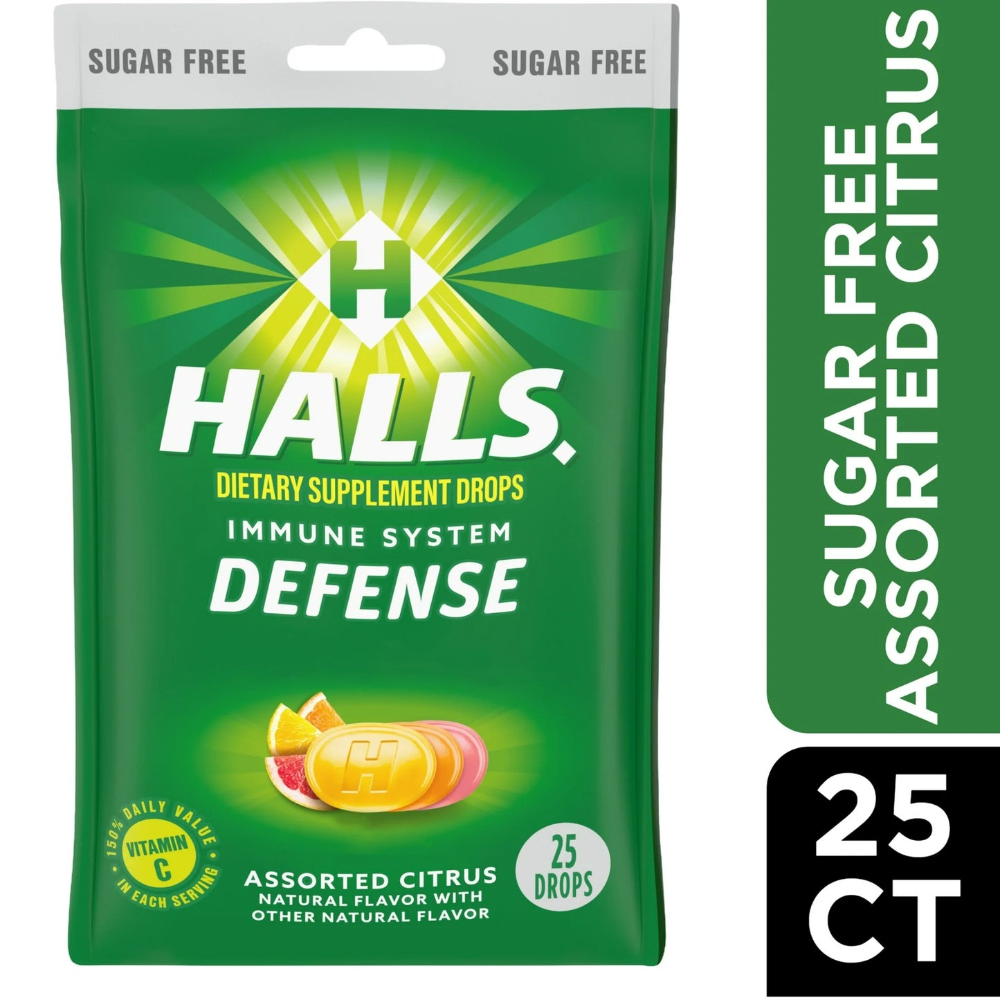 HALLS Immune SYSTEM DEFENSE - sabores citrus, 25 caramelos