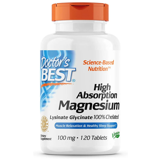 Doctor's Best High Absorption Magnesium Glycinate Lysinate, 100% Chelated, Gluten & Soy Free