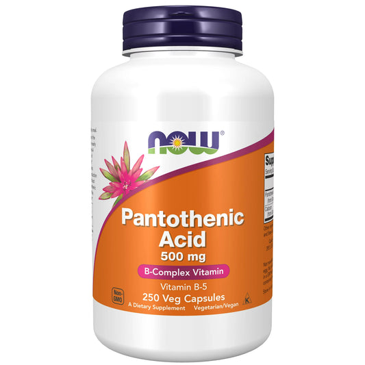 NOW - ácido pantoténico (vitamina B-5) 500 mg, 250 cápsulas