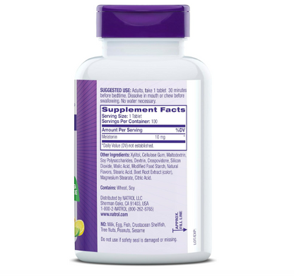 MELATONINA 10MG 100 TABLETAS , SABOR CITRUS  - NATROL - FAST DISSOLVE