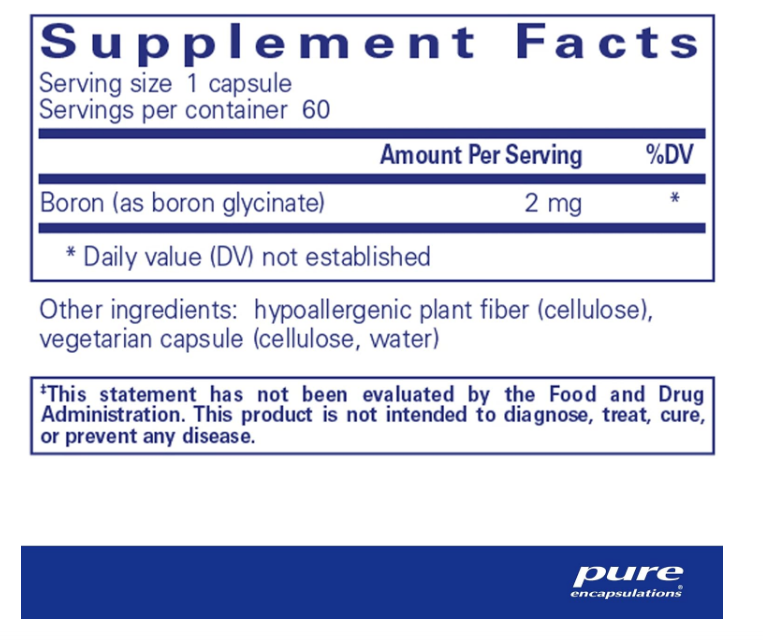 Pure Encapsulations, boron (glycinate) , 60 capsulas