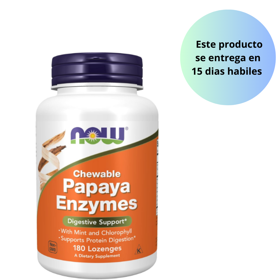 NOW Enzyma Papaya , 180 capsulas