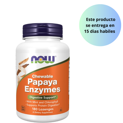 NOW Enzyma Papaya , 180 capsulas