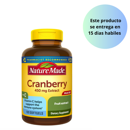 Cranberry 450mg con vitamina C, 120 capsulas - Nature Made