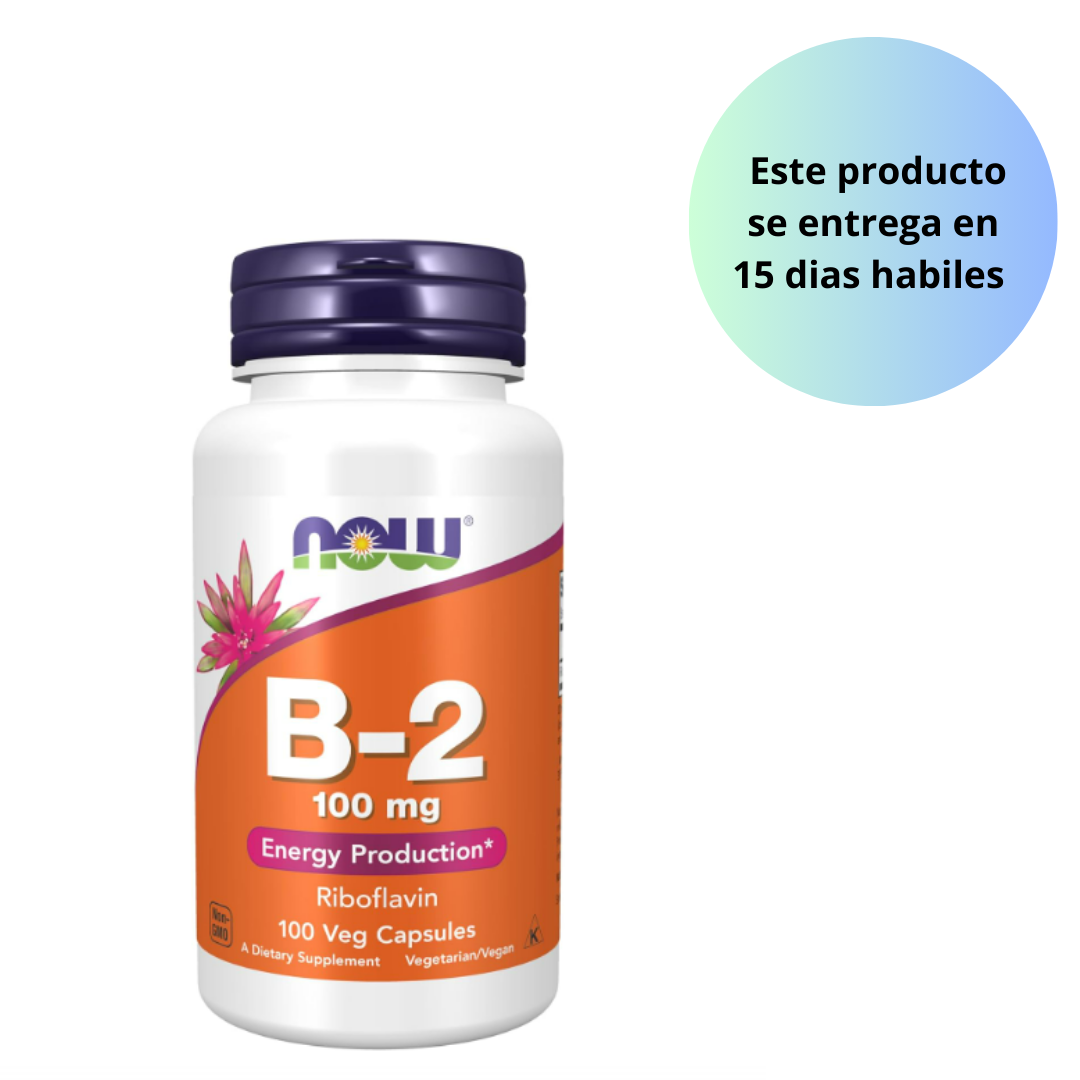 B-2 100mg, 100 capsulas vegetables - Now