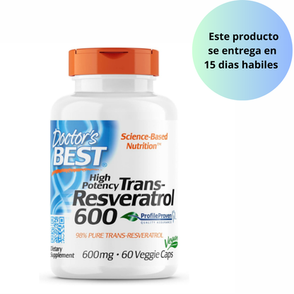 Trans-resveratrol 600 , 600mg - 60 capsulas - Doctor Best