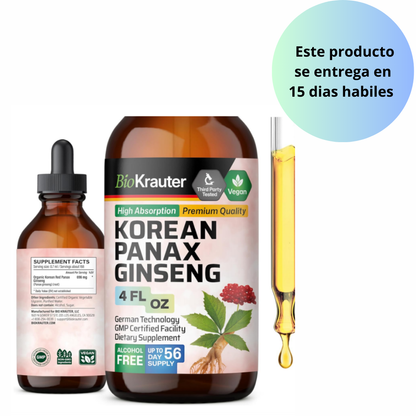 Gotas líquidas de extracto de ginseng coreano sin alcohol 4oz