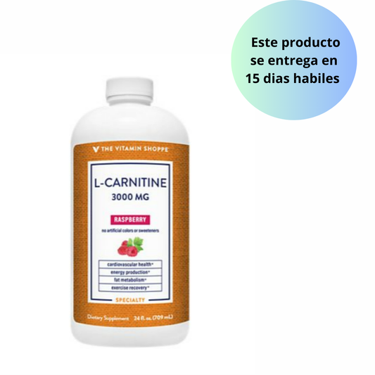 L-Carnitina - Aminoácido para favorecer el metabolismo de las grasas y la salud cardiovascular - 3000MG , 709ml - sabor a frambuesa