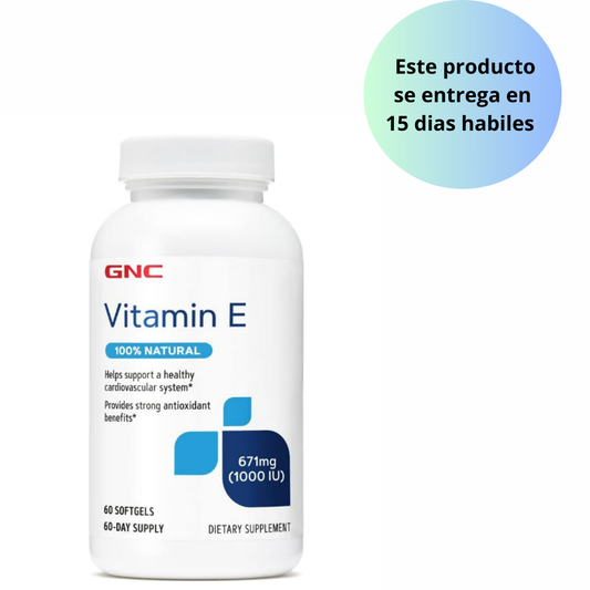 GNC Vitamina E 100% natural 1000IU - 60 cápsulas blandas