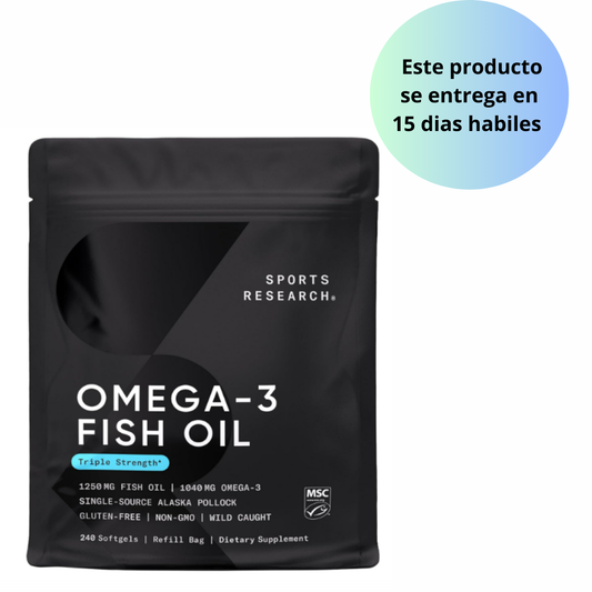 Sports Research , Omega - 3 Fish oil 1250mg fish oil / 1040mg omega 3 , 240 capsulas