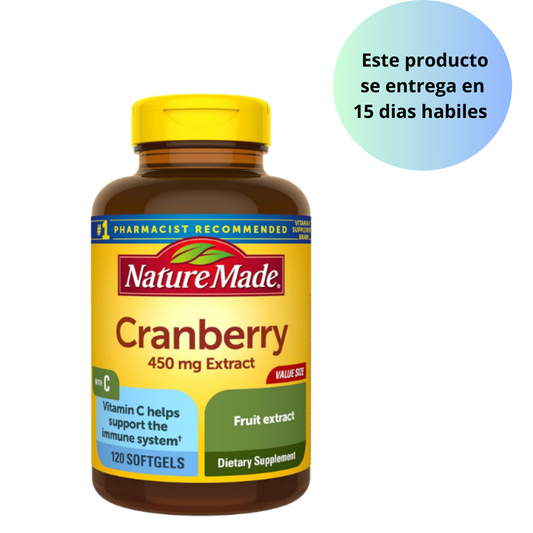 Nature Made Cranberry 450mg extract con vit C , 120 capsulas