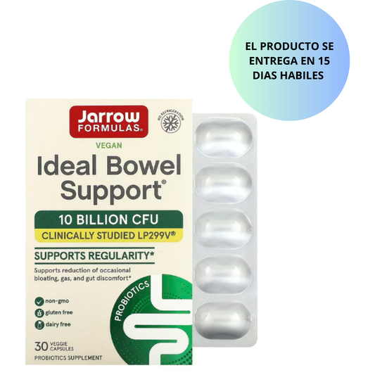 Jarrow Formulas, Vegan Ideal Bowel Support, 10 Billion CFU, 30 capsulas vegetarianas