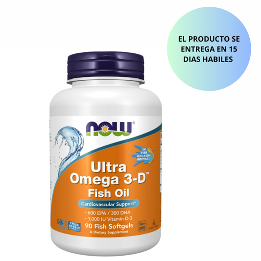 Now Ultra Omega 3- D fish oil 600EPA/300DHA (1000IU D3) - 90 capsulas