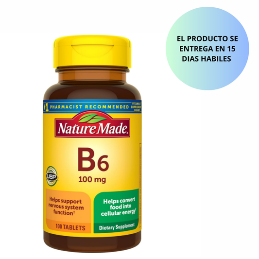 Nature Made - Vitamina B6 de 100 mg, 100 tabletas