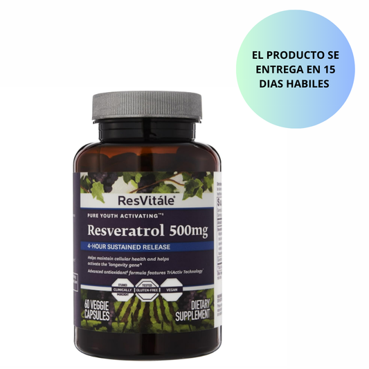 ResVitále Resveratrol 500 mg - Suplemento de resveratrol - 60 cápsulas vegetales