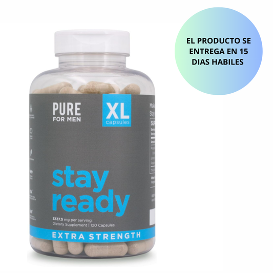 Pure for Men Suplemento extra fuerte de fibra Stay Ready , 120 capsulas