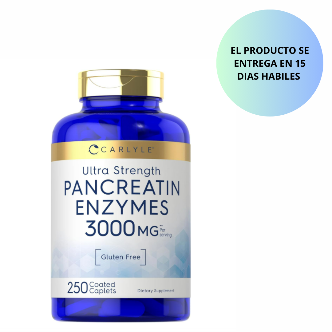 Carlyle Enzimas digestivas de pancreatina | 3000 mg | 250 capsulas