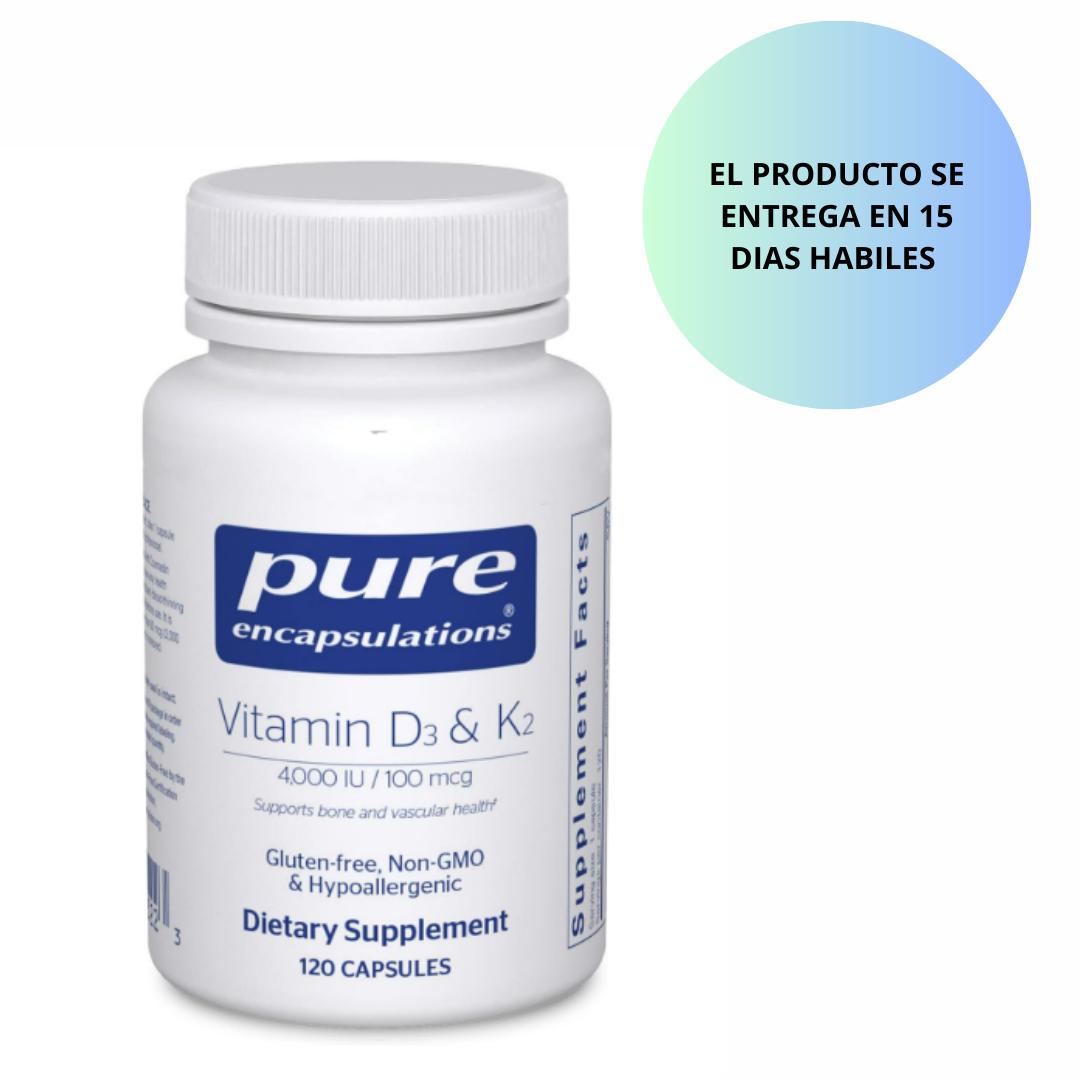 Pure Encapsulations Vitamina D3 y K2(4000IU- 100MCG), 120 capsulas