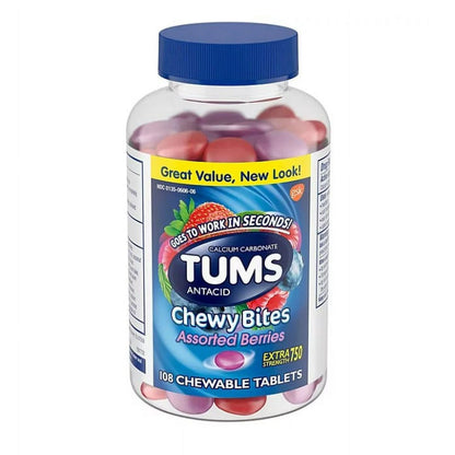 TUMS Masticable Bites, 108 tabletas masticables