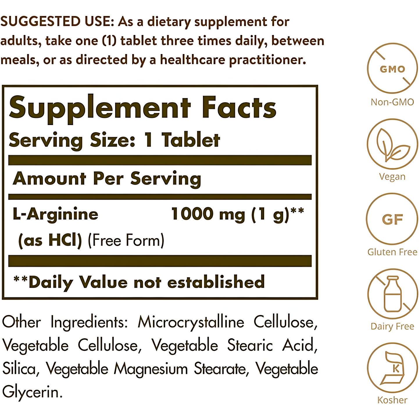 L-Arginine 1000mg , 90 tabletas - Solgar