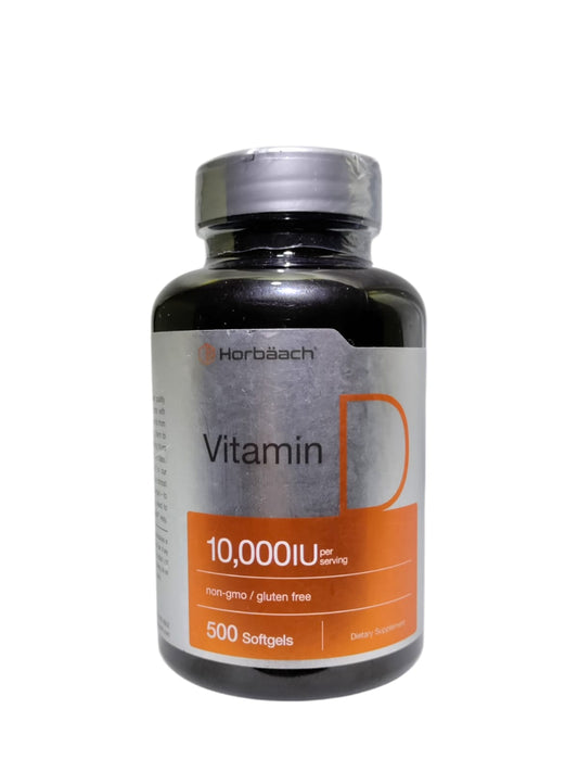 Horbäach Vitamina D3 10000 UI | 500 cápsulas blandas