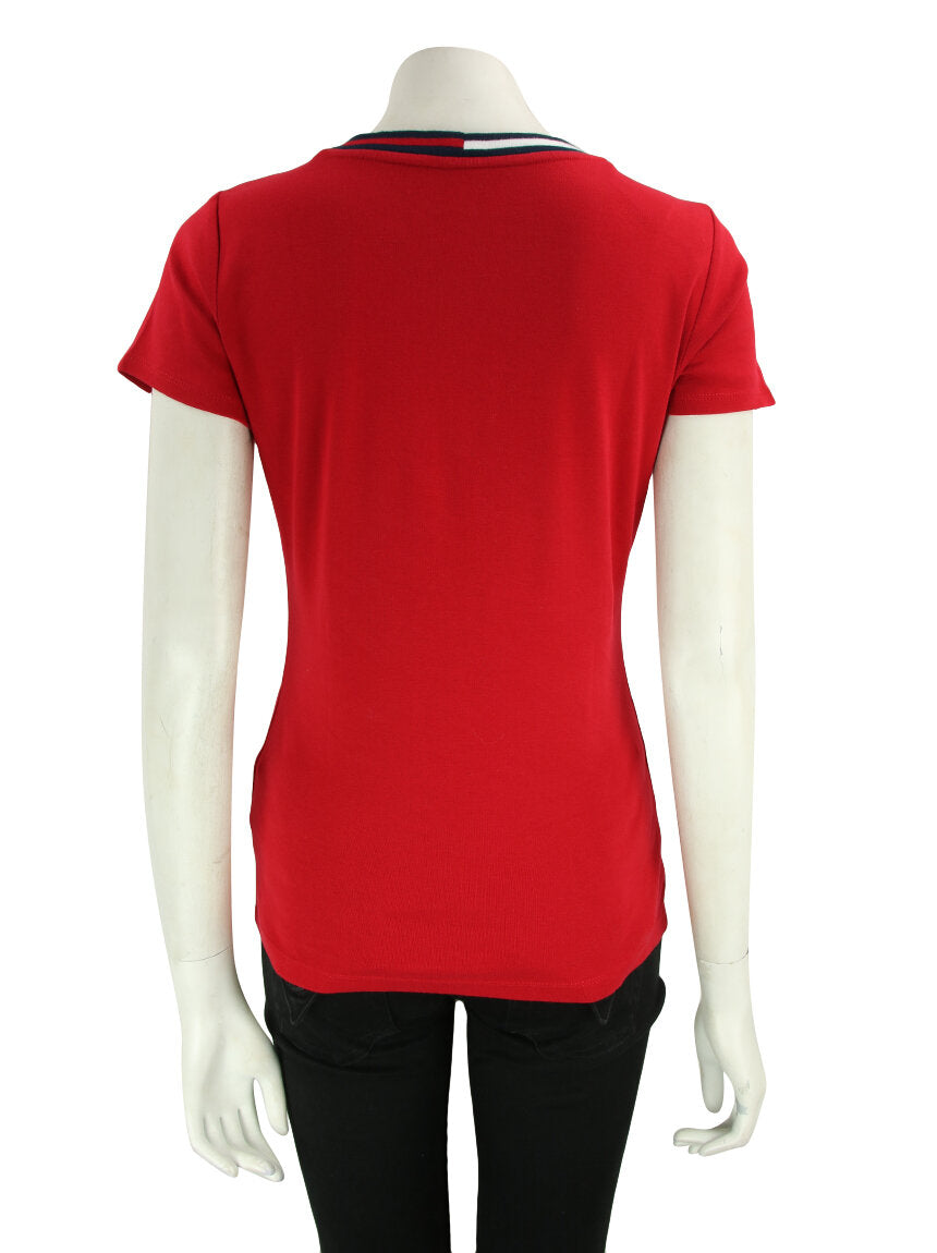 Camiseta Tommy Hilfiger de manga corta, cuello en V para mujer