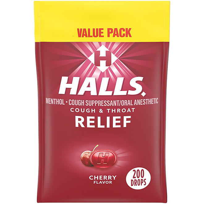 HALLS RELIEF Cough & Throat - Caramelos para Alivio de Tos, 30 caramelos sabor CHERRY