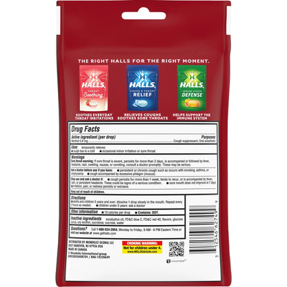 HALLS RELIEF Cough & Throat - Caramelos para Alivio de Tos, 30 caramelos sabor CHERRY