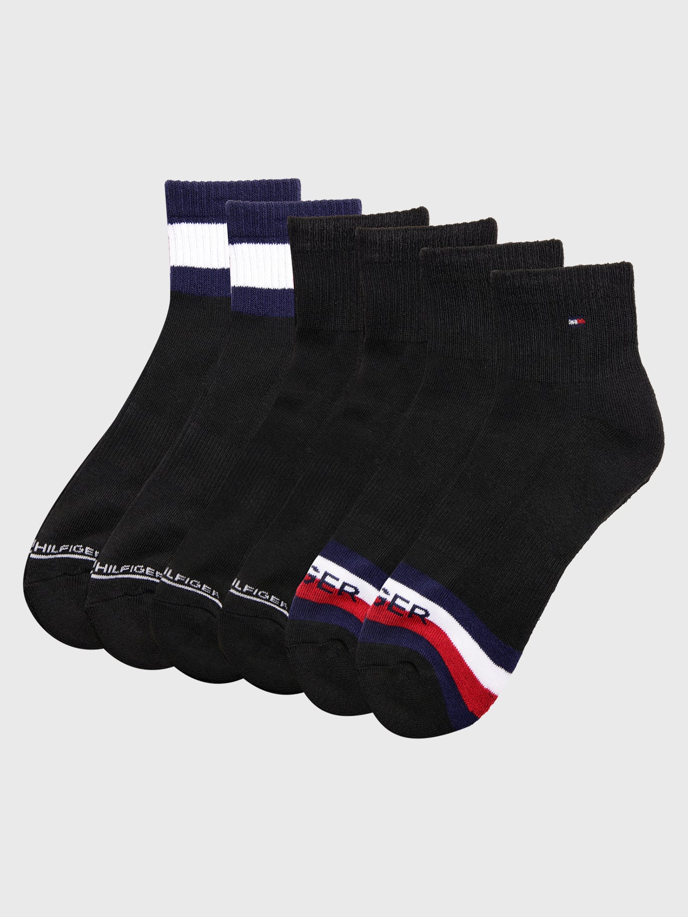 Tommy Hilfiger, pack 6 medias para hombres color negro TALLA ÚNICA